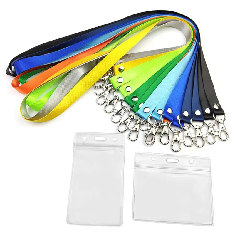 Safety Hanging Neck Strap Lanyard For Card Case ID Name Badge Holder Man Woman Anti-Lost Clasp Rope Keychain Landyard Metal Ring