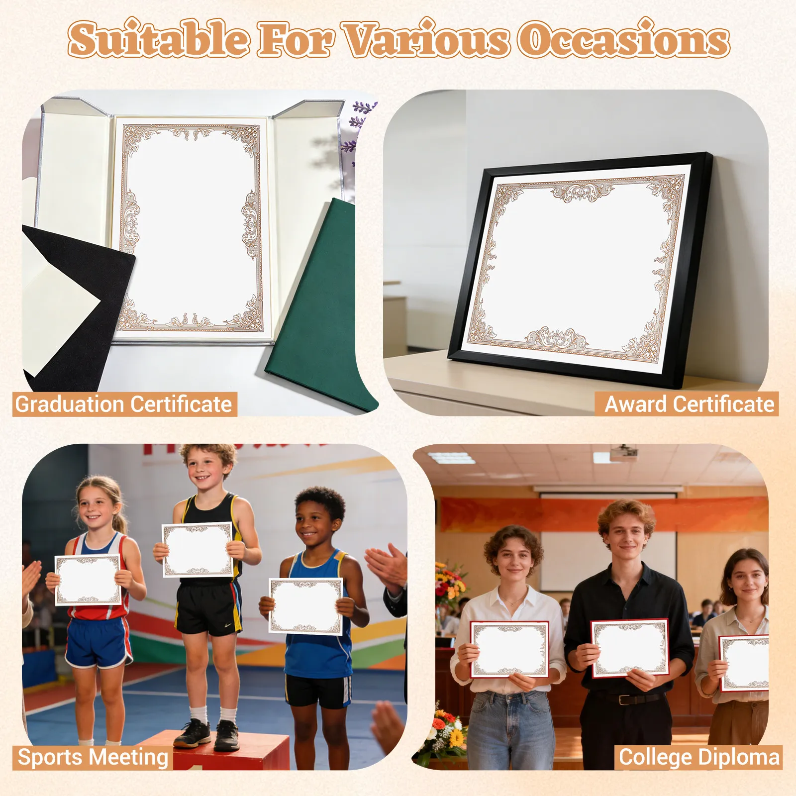 30Pcs 쓰기 가능한 인증서 용지 빈 디플로마 내부 라이너 인쇄 가능한 매끄러운 표면 인증서 학교 상장