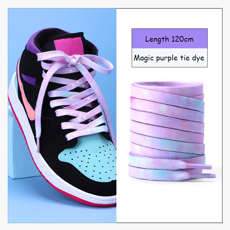 Cordones Planos Tie Dye De 8 Mm - Pack De 9 Pares, 120 Cm, Para Zapatillas, Botas, Adultos Y Niños ¡Multicolor!