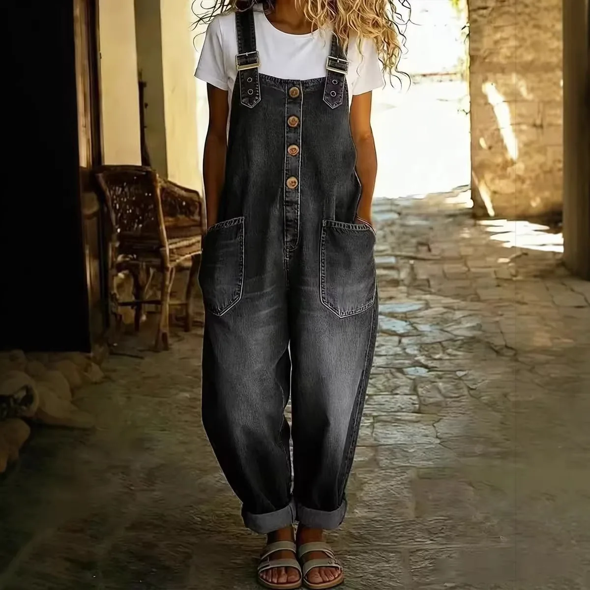Women Denim Suspenders Jumpsuit 3