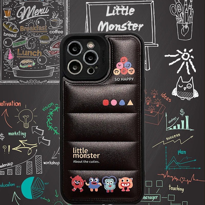 Модный пуховик с маленьким монстром для iPhone 11 12 13 Pro Max Mini 7 8 Plus XR X XS MAX трендовый