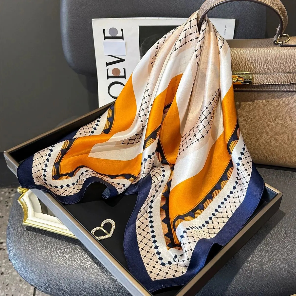 100% Mulberry Silk Square Scarf for Women