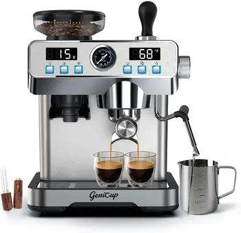 20 Bar Espresso Machine with Grinder, PID Temp Control 194-203°F, 68oz Tank, Cold Brew, All-in-One for Home 1