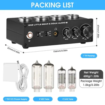 Nobsound T9 Mini 6E2 MM/MC Phono Stage Turntable Preamp HiFi Stereo Audio Vacuum Tube Preamplifier Dekstop Headphone Amp 6