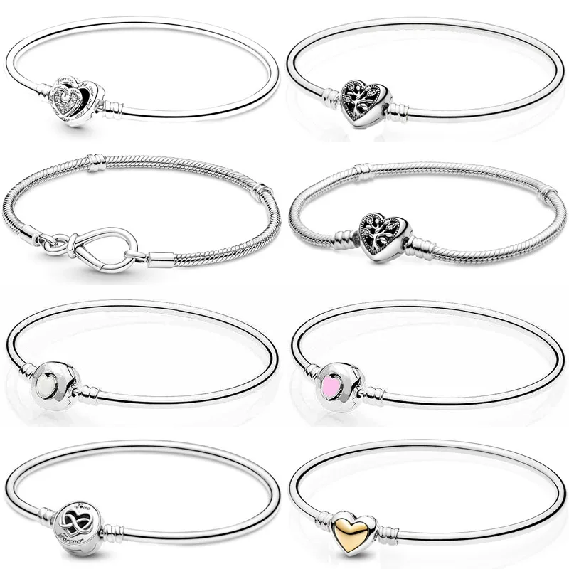 

Original Family Tree Entwined Infinite Knot Hearts Clasp Bangle Fit Fashion 925 Sterling Silver Bracelet Bead Charm DIY Jewelry