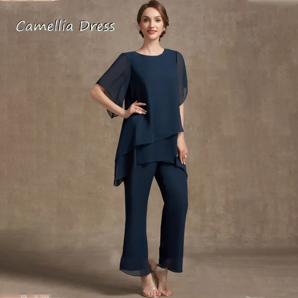 

Exquisite O-neck Mother Dresses For Weddings Spaghetti Straps Gown Illusion Sleeves Ankle-Length Vestidos De Ocasión Formales