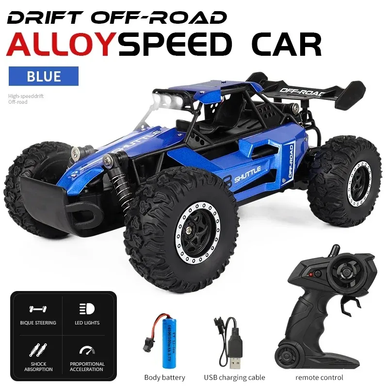 New RC Car 1:16 2WD with LED Light 2.4G 20KM/H High Speed Off-Road Climbing Remote Control Car Toy Gifts for Boys Girls Kids 4