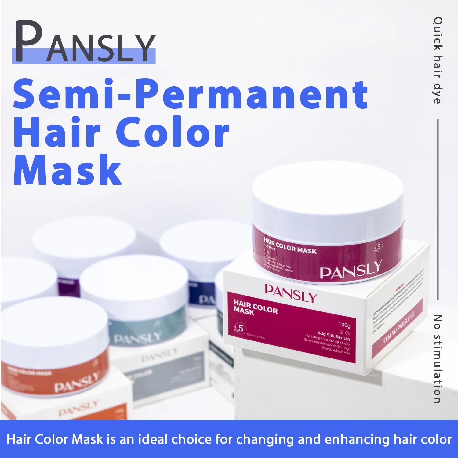 7 Colors Hair Color Mask Semi-Permanent Hair Dye Mask Coloring And Nourishment Product 5 minutes Quick Color Application