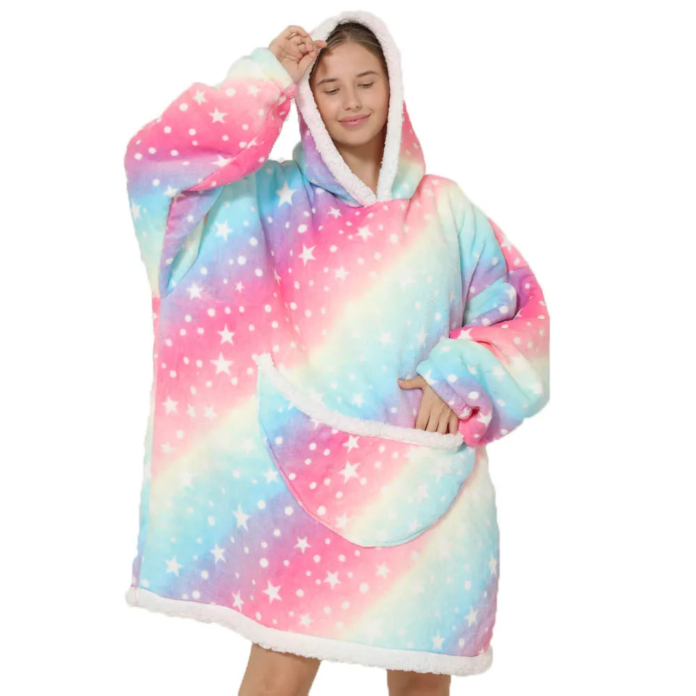 Lazy Hoodie Blanket Oversized for Women Winter Fleece Sherpa