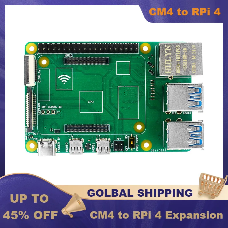 

Raspberry Pi CM4 To Raspberry Pi 4 Expansion Board Adapter Raspberry Pi CM4 IO Board 4 USB 3.0 Gigabit Ethernet GPIO