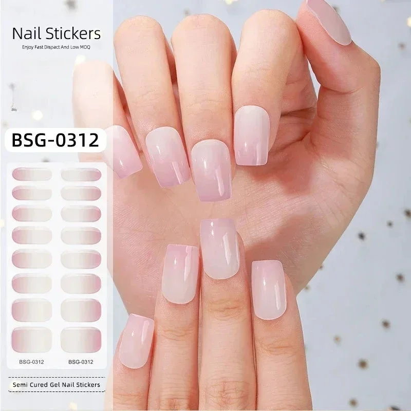 

Milky Jelly White Semi-cured Gel Nail Wraps 24Tips Fashion Color Long Lasting Full Cover Nail Gel Sticker Wraps Manicu