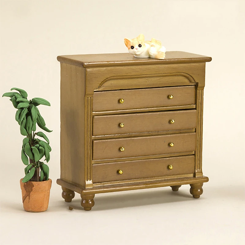 1:12 Dollhouse Miniature Bedside Table Series Storage Cabinet Drawers Model Doll House Bedroom Furniture Decor Accessories Toy 5