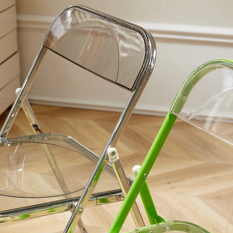 Designer Folding Dining Chair Cheap Transparent Nordic Clothing Store Chairs Ultralight Space Saving Silla Plegable Furniture
