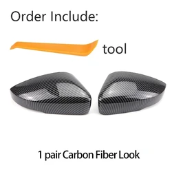 Rearview Side Mirror Cover Caps Replacement (Carbon Fiber Look)