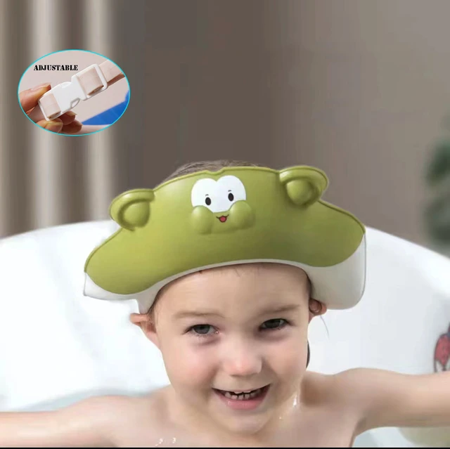 Gorro de baño de silicona para bebé, protección suave, impermeable,  ajustable, gorro de ducha infantil, lavado seguro de dibujos animados,  protector para el cabello para niña y niño - AliExpress