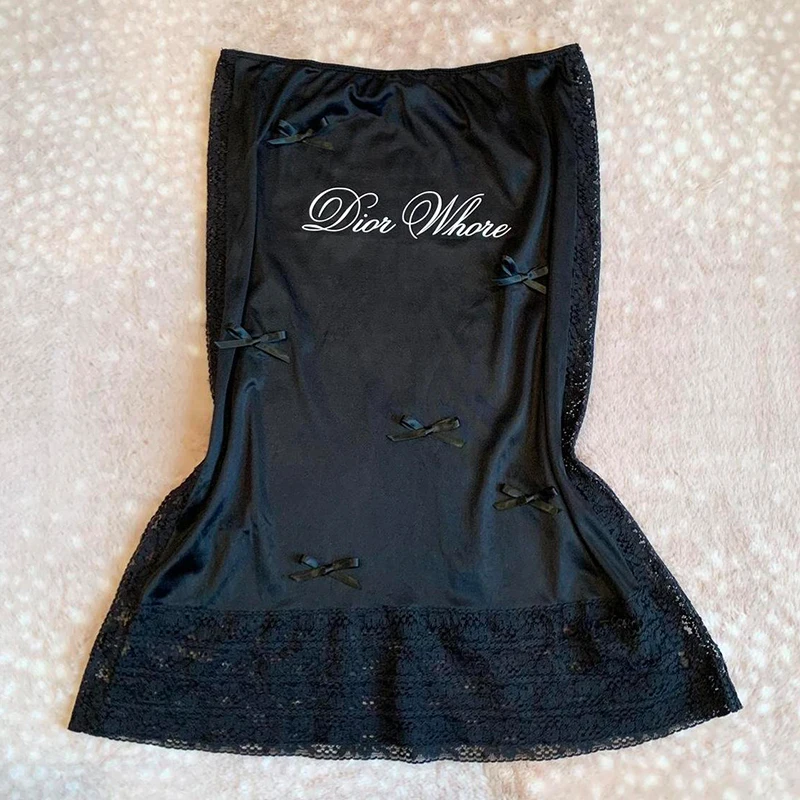 

Gothic Punk Rock Hip Hop Harajuku Aesthetic Bow Decorated Skirt Sexy Chic Slim Fit Fashion Streetwear Y2K Retro Emo Girl Bottoms