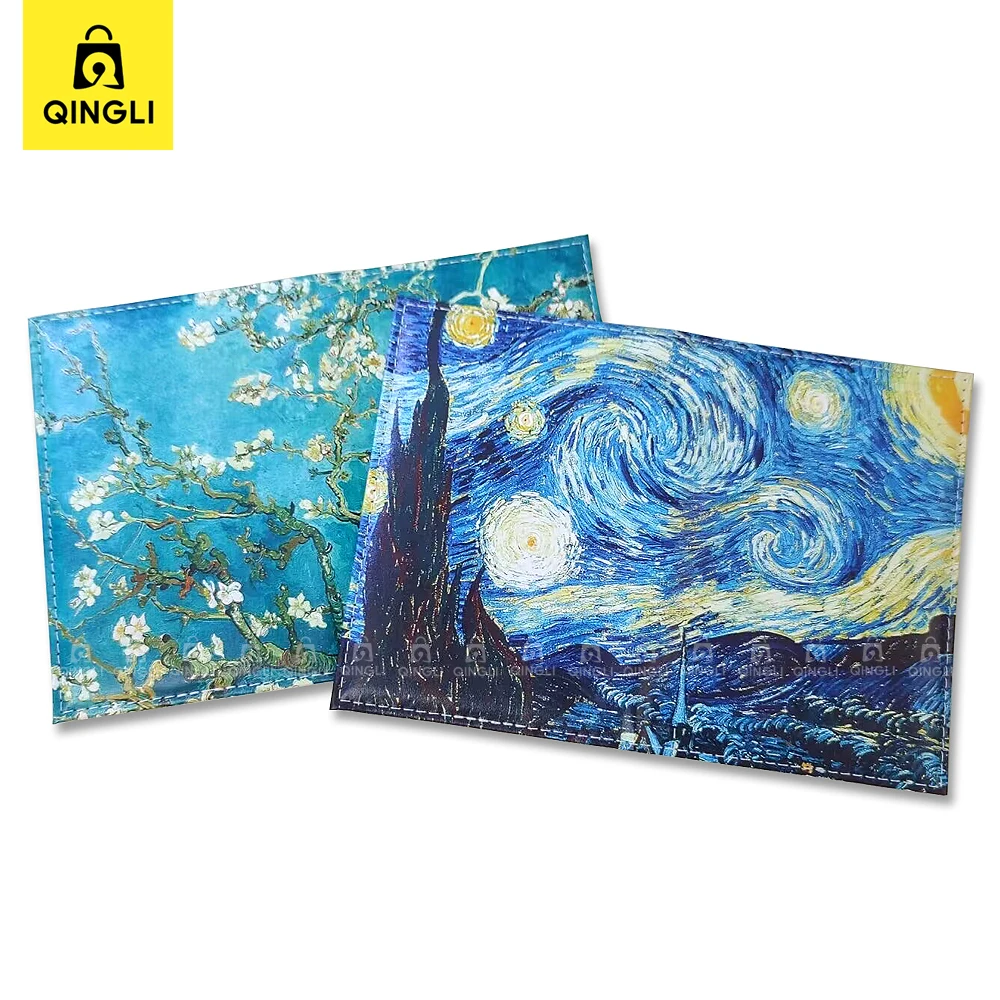 Van Gogh Oil Painting Design Passport Cover Art Picture The Starry Night Travel Passport Holder Case