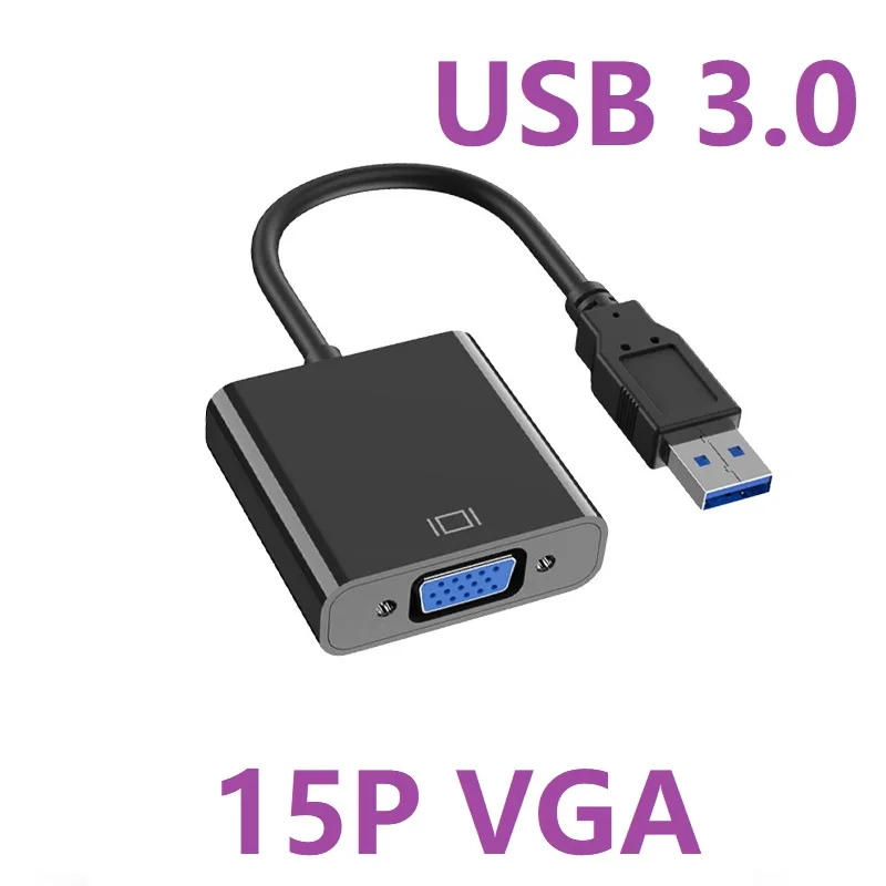 USB 3.0 to 15 Pin VGA Female Video Display Adapter 1080P Multi-Display Converter Video Cable for Projector Laptop Monitor PC TV