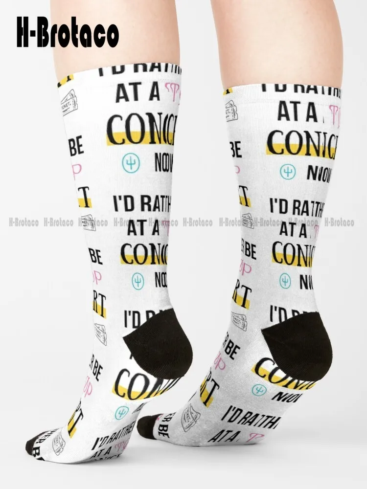 

Id Rather Be At A Top Concert Now Socks Long Socks For Women Comfortable Best Girls Sports Retro Cartoon Street Skateboard Socks