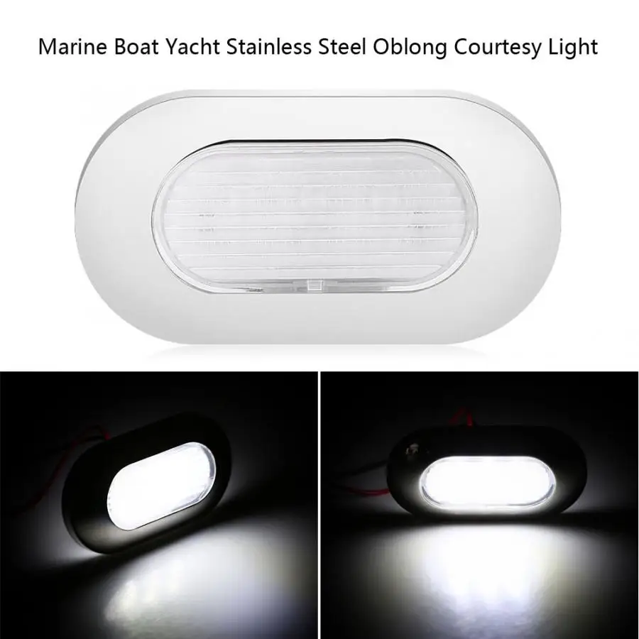 12v White Led Marine Boat Yacht Stainless Steel Oblong Courtesy Light