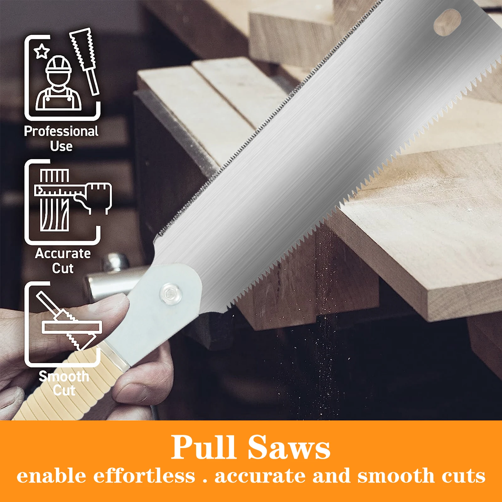 Japanese Hand Saw 9.3inch SK5 High Carbon Steel Double Edged Hand Saw Sharp Hand Pull Saw 10/17 TPI Woodworking Hand Saw Tool 5