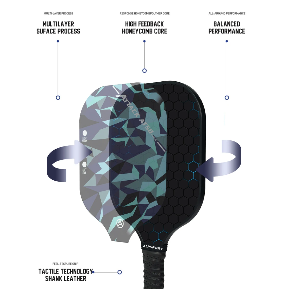 ALPSPORT ICE Double-sided T700 carbon fiber USAPA certified Pickleball Paddle Black one-piece racket Beginner kit With free ball
