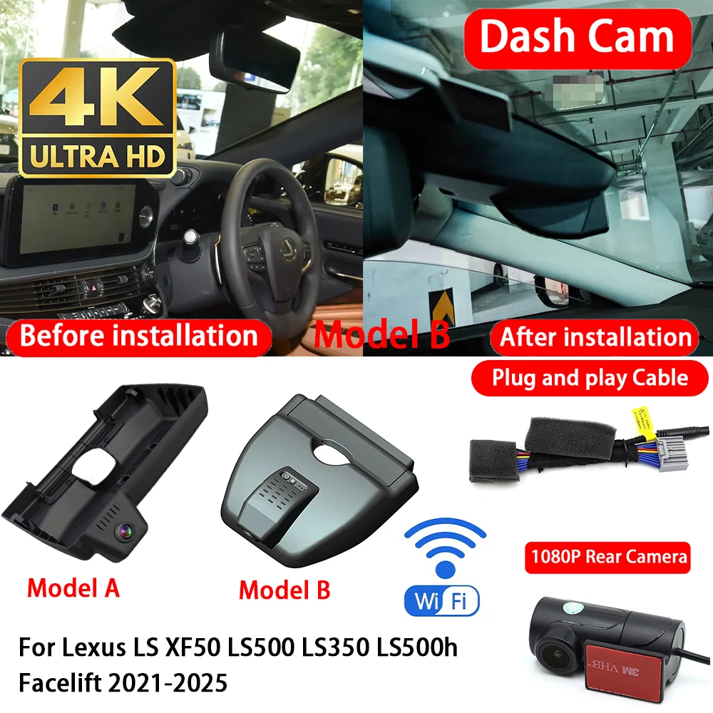 for Lexus LS XF50 LS500 LS350 LS500h Facelift 2021-2025 4K Dash Cam ...