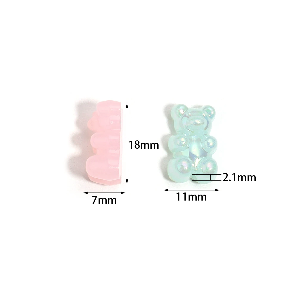 50개/세트 젤리 컬러 작은 곰 아크릴 비즈 귀여운 루즈 스페이서 비즈 쥬얼리 만들기 DIY 소녀 목걸이 팔찌 선물