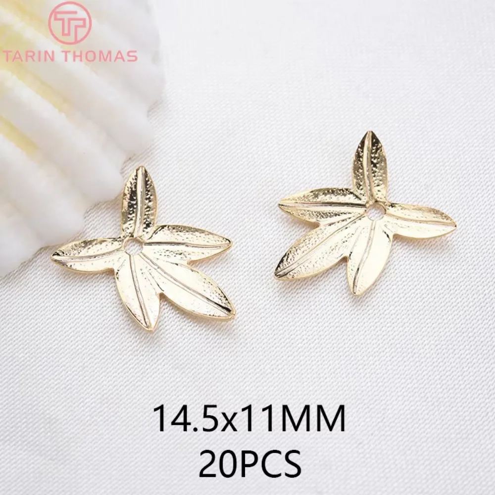 24K Gold Plated Brass Leaf Charms