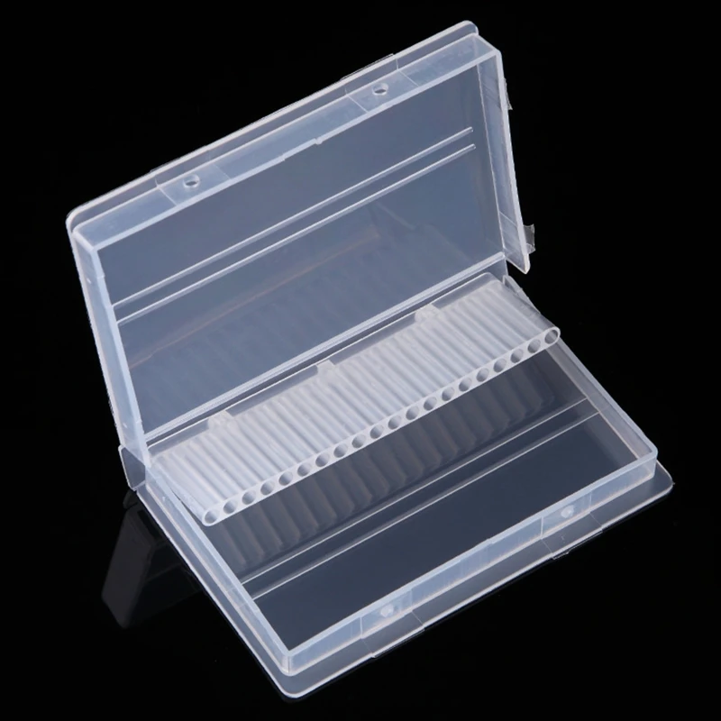 Portable Transparent Acrylic 20 Hole Drill Bits Box Plastic Display