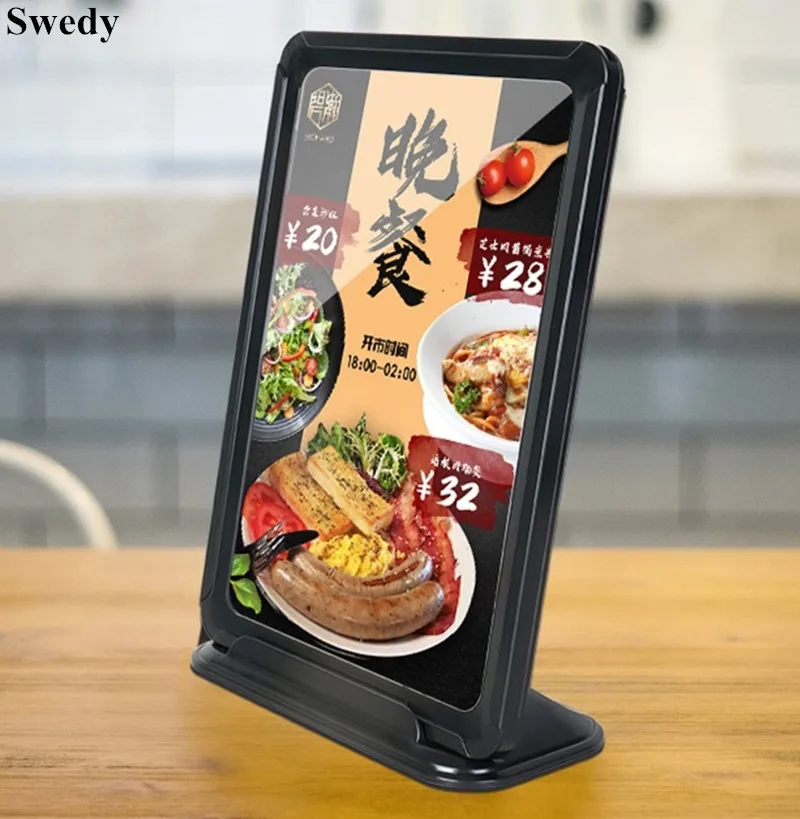 

A6 100x150mm T / L Use Desktop Plastic Sign Holder Display Stand Restaurant Menu Paper Price Listing Poster Ad Photo Frame
