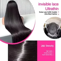 Perruques Lace Front HD en cheveux humains brésiliens, lisses, densité 250, 13x4 13x6, 40 42 pouces, pour femmes 5