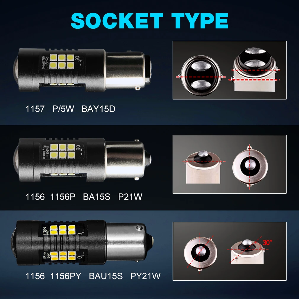 Enhanced Product Title: High-Performance LED Auto Lamp Bulbs - Set of 2, 12V-24V