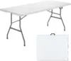 Goplus Folding Tables, 6Ft Foldable Plastic Card Table, Portable Heavy Duty Fold Up Table W/Handle, White Outdoor Utility 1