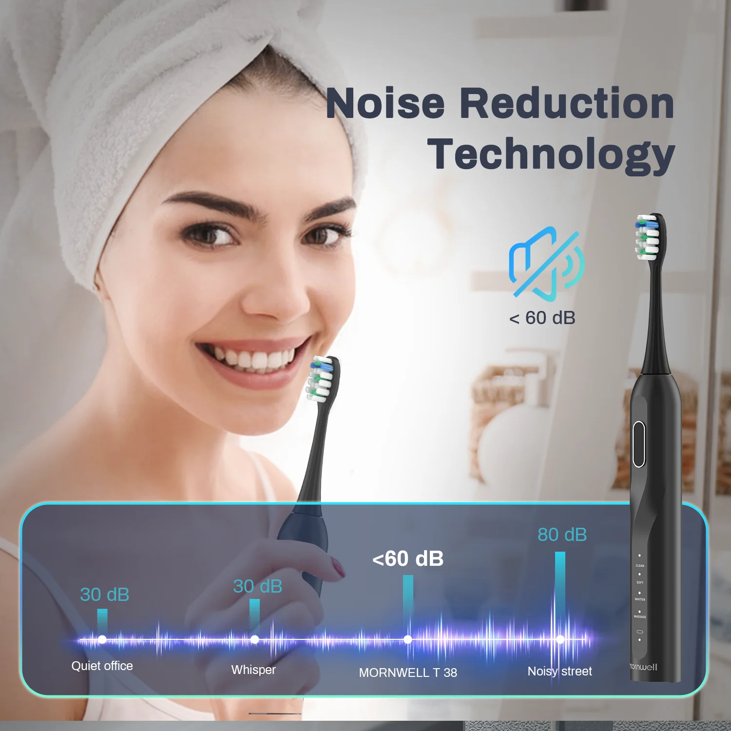 Electric Sonic Toothbrush Mornwell T38  USB Charge Adult Waterproof Ultrasonic Automatic Tooth Brush kid rechargeable toothbrush 6