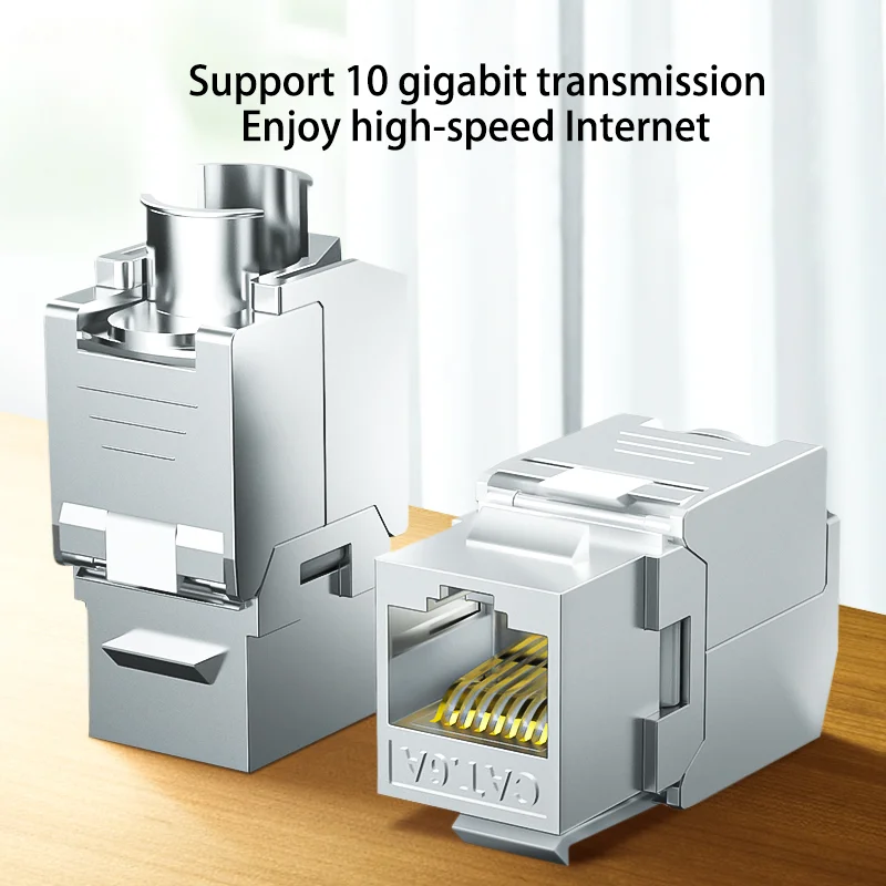 Ferramenta Menos Stp Blindado Keystone Jack Módulo Adaptador de Acoplador de Rede de Liga de Zinco Travamento Automático Cat7 Cat6a Cat6 Cat5e Rj45 Cat8 - Imagem 2