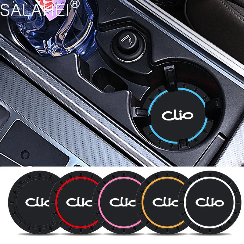 2Pcs Pvc Silicone Car Coaster Water Cup Slot Mat Antiscivolo Pad Coaster Per Renault Clio Rs Line Duster Logan Megane Accessori
