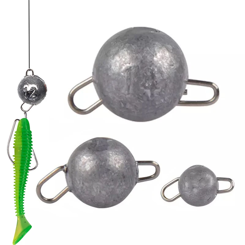 Round Ball Sinkers com giro, Pesca Peso Sinker, Deep Water Bullet, Equipamento de pesca Acessórios, 3g-28g, 5pcs por lote