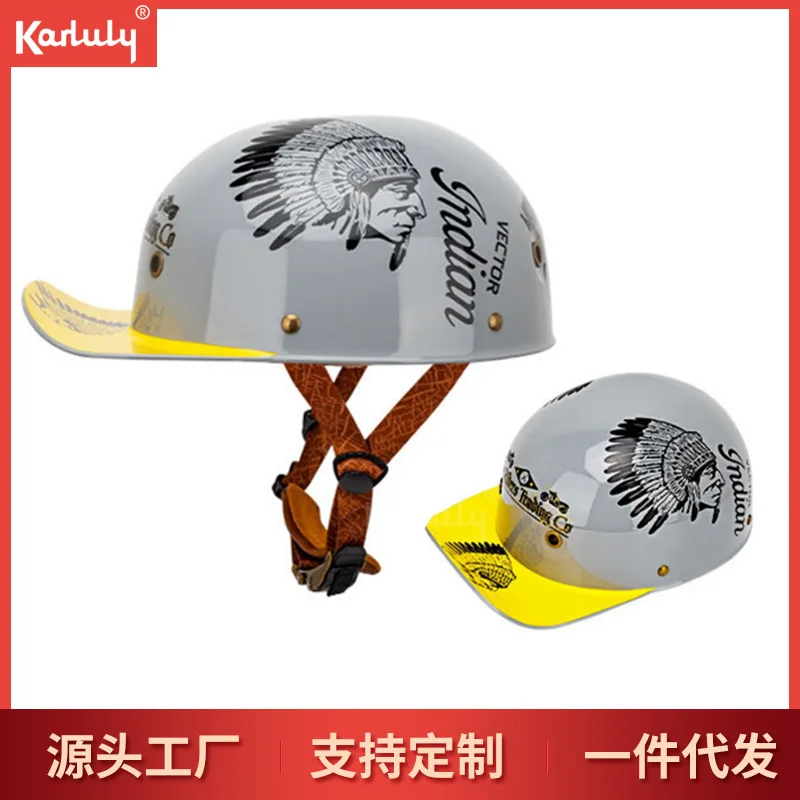 

3C Certified Motorcycle Helmet Harley Motorcycle Personality Retro Half Helmet Electric Car Safety Adult Commuting