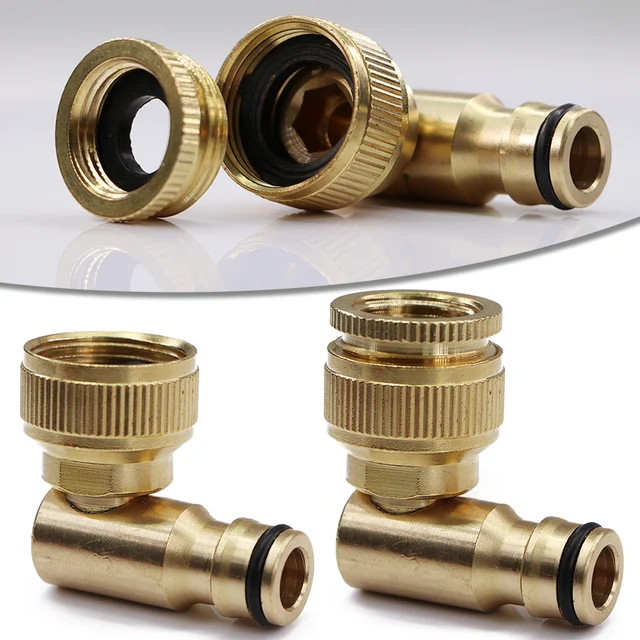 1Pcs 16 Mm 1/2 "3/4" Könyök Gyors Csatlakozó Sárgaréz Réz Adapter Kerti Öntözés Csatlakozás Javító Tartós Ízület