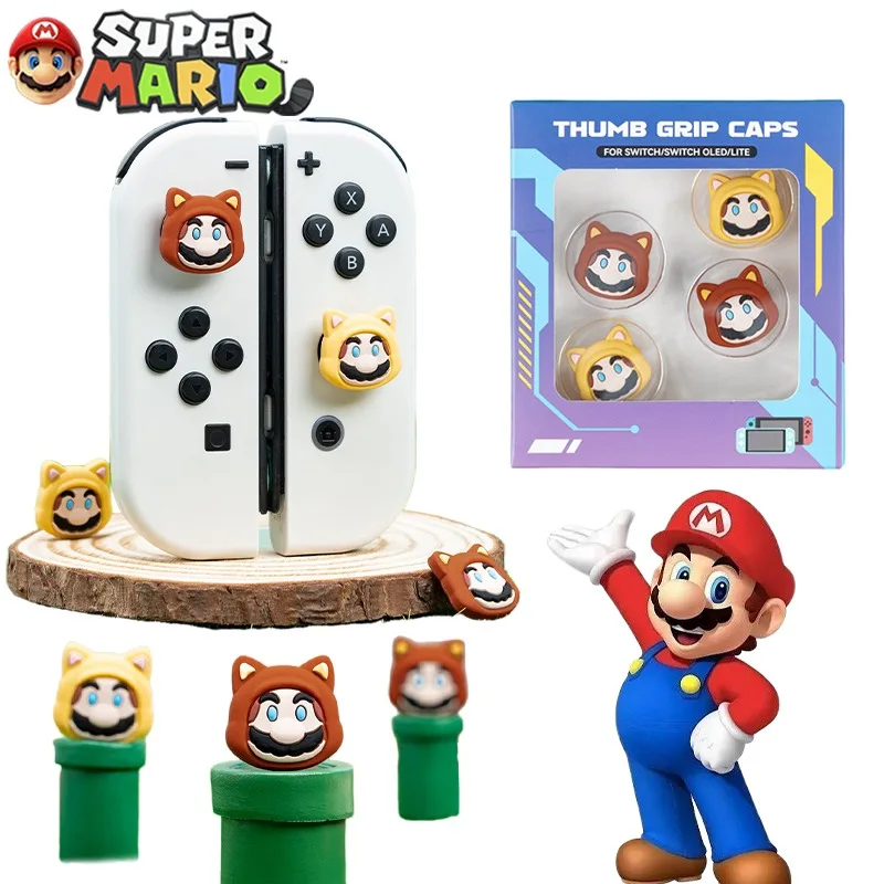 4 Pezzi Super Mario Bros Rocker Caps Per Nintendo Switch Ns Oled Joycon Thumb Stick Grip Caps Anime Joystick Cover Joy-Con Decor