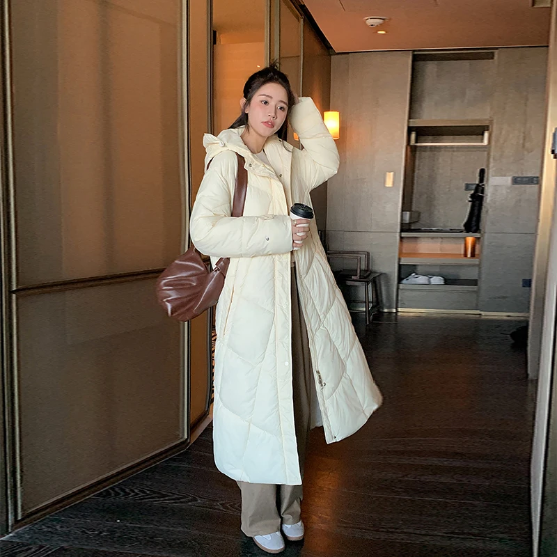 Korean Style Winter Maternity Cotton Padded Outwear Long Loose Design Pregnant Woman Hooded Jackets Fashion Pregnancy Down Coats