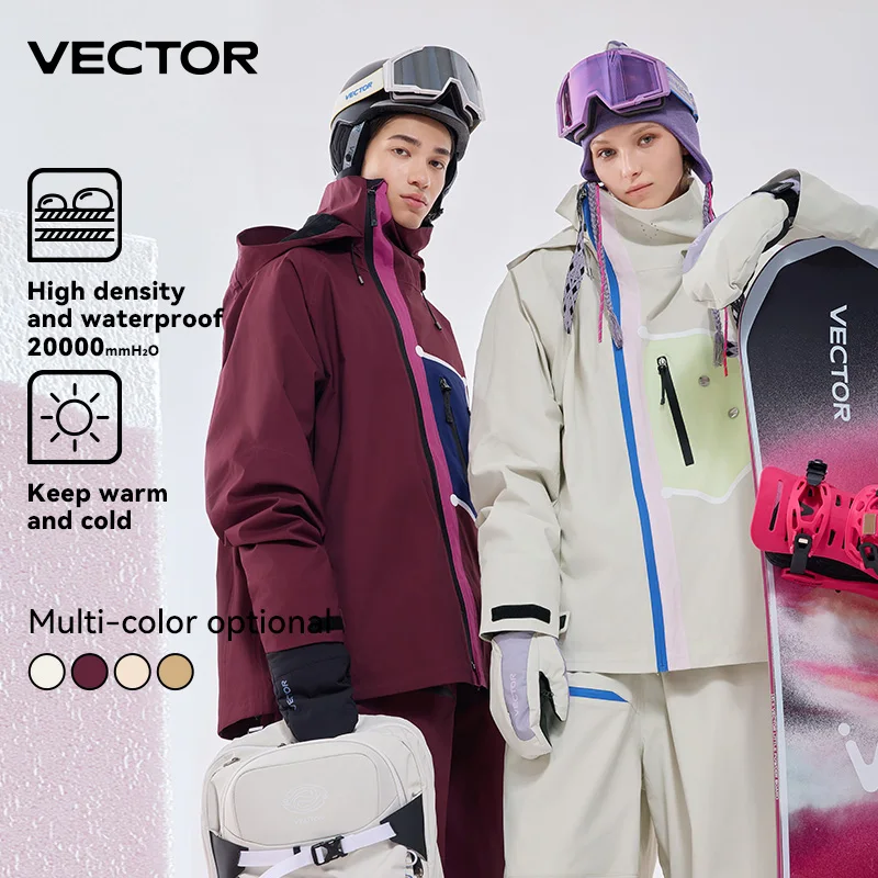 VECTOR Men Women Ski Jacket Winter Warm Windproof Waterproof Outdoor Sports Snowboard Ski Coat Trousers Snow Clothes Women 1