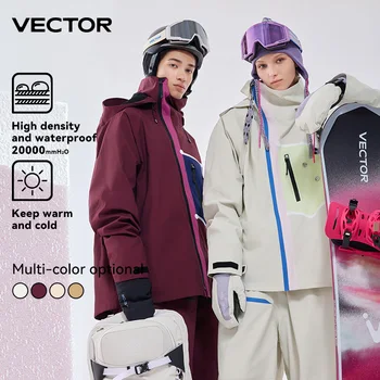 VECTOR Men Women Ski Jacket Winter Warm Windproof Waterproof Outdoor Sports Snowboard Ski Coat Trousers Snow Clothes Women 1