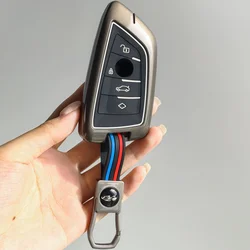 Premium Metal Remote Car Key Cover Keychain Case (Grey)