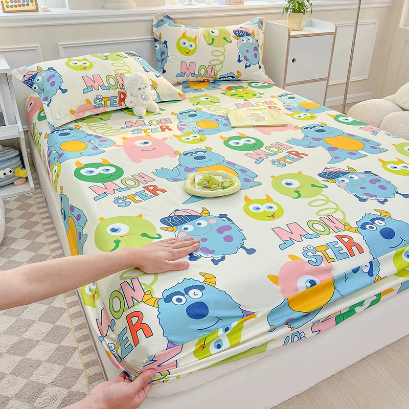 Fitted Bed Sheet Cartoon Style Bedsheets for Kids , Girls and Adult Single Mattress Cover Drap De Lit Sheets(without Pillowcase) 4