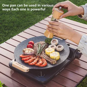 BISINNA 30CM Outdoor BBQ Grill Pan Non Stick Stovetop Baking Tray Korean Roastig Grill Plate Camping Equipment 2