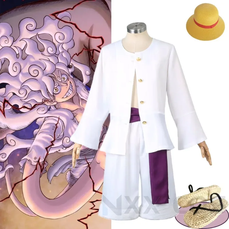

Anime Luffy Cosplay Costume Straw Hat Boy Nika Luffy Cosplay Clothes Kimono Outfits Women Men Halloween Party Comic Con Suit