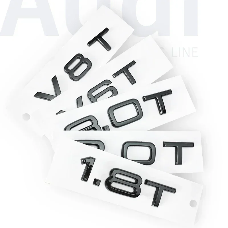 엠블럼 아우디 1.8T 2.0T 2.4 3.0 T 3.2 3.6 A3 A4 A5 A6L A7 A8L Q3 Q5 Q7 사륜 구동 자동차 트렁크 로고 스티커 자동차 액세서리