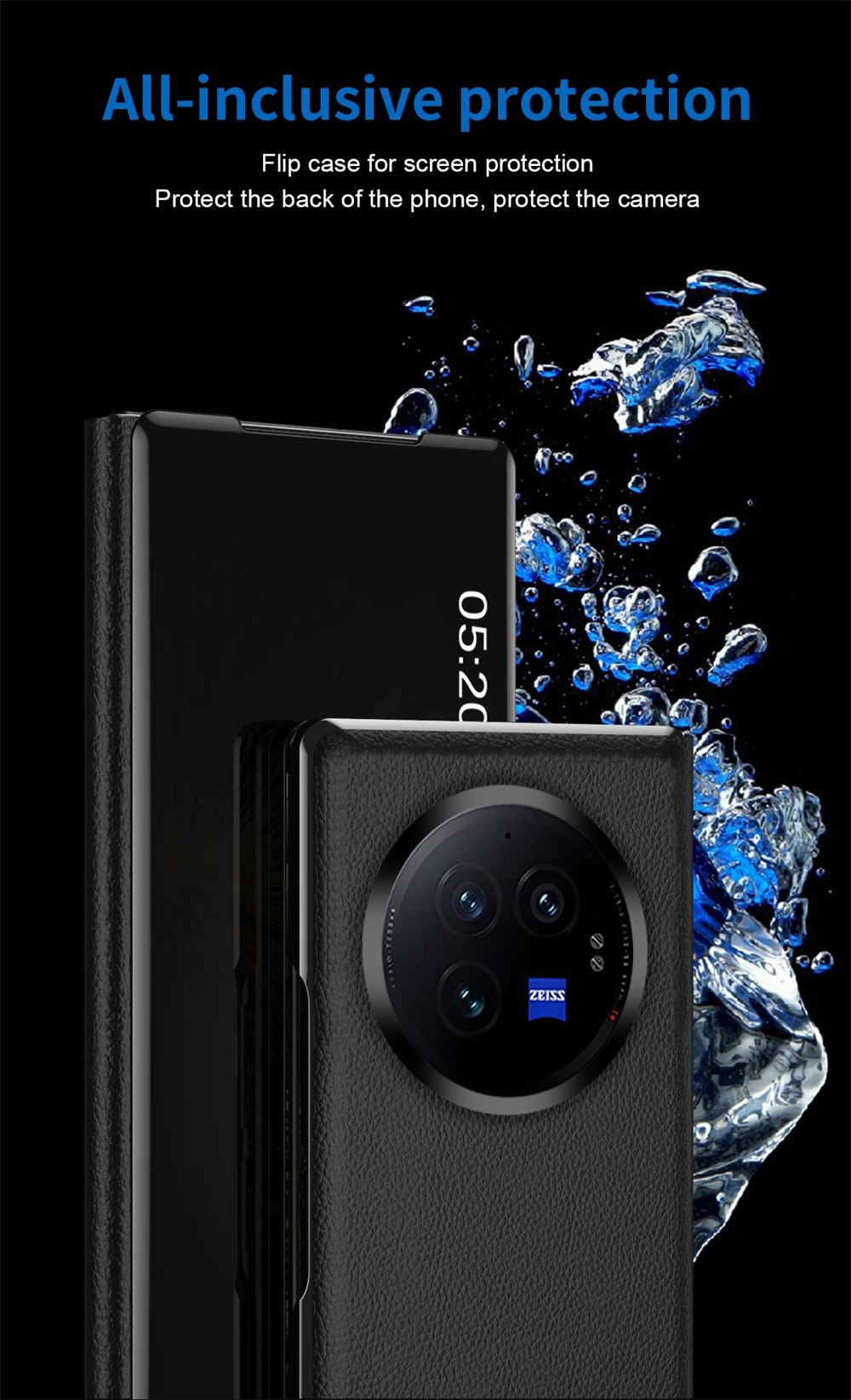 Étui à rabat smart mirror de luxe pour vivo x fold3 avec support_voghion.com